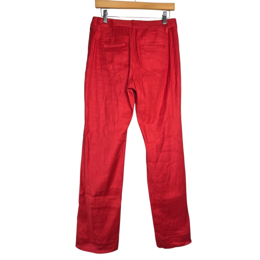 NEW Cabi Womens Red Linen Blend Valentine Pants SZ 4 Straight Leg Office Preppy